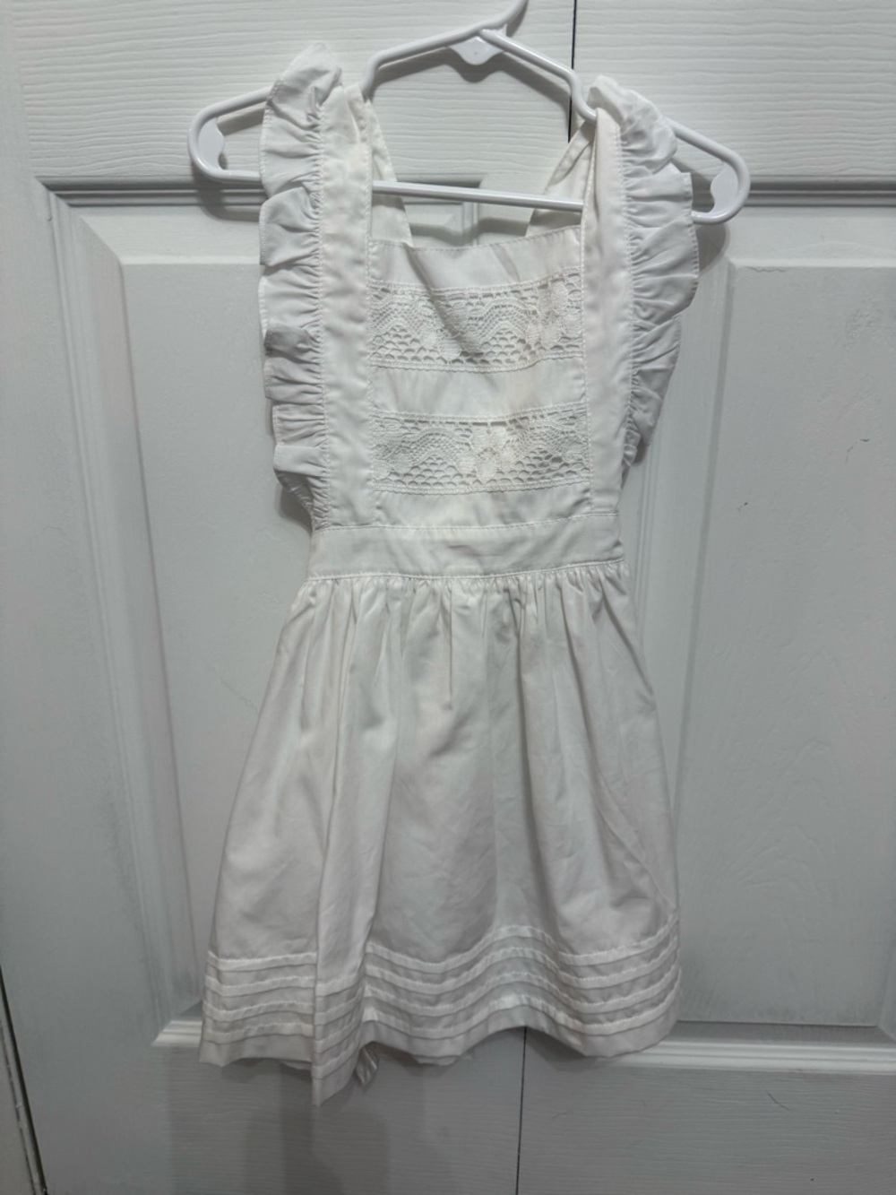 Elegant White Lace-Trim Girls' Dress